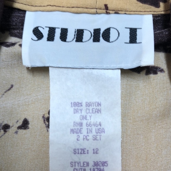 Vintage Desert Sunset Button Up Maxi Shirt Dress Sz 12 Tan Burgundy Brown - Picture 7 of 9